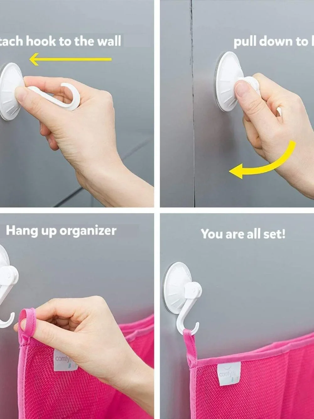 2 x Mesh Bath Toy Organizer + 8 Ultra Strong Hooks – The Perfect Bathtub Toy Hol